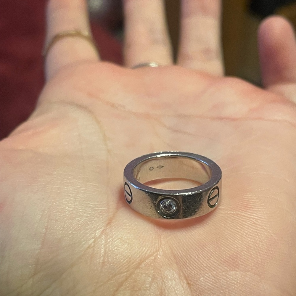 Cartier love ring platinum 1 diamond - Picture 4 of 14